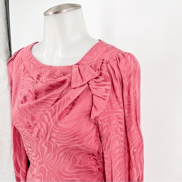 NWT Rebecca Taylor Pink Silk Long Sleeve Printed Dress - Picture 7 of 13
